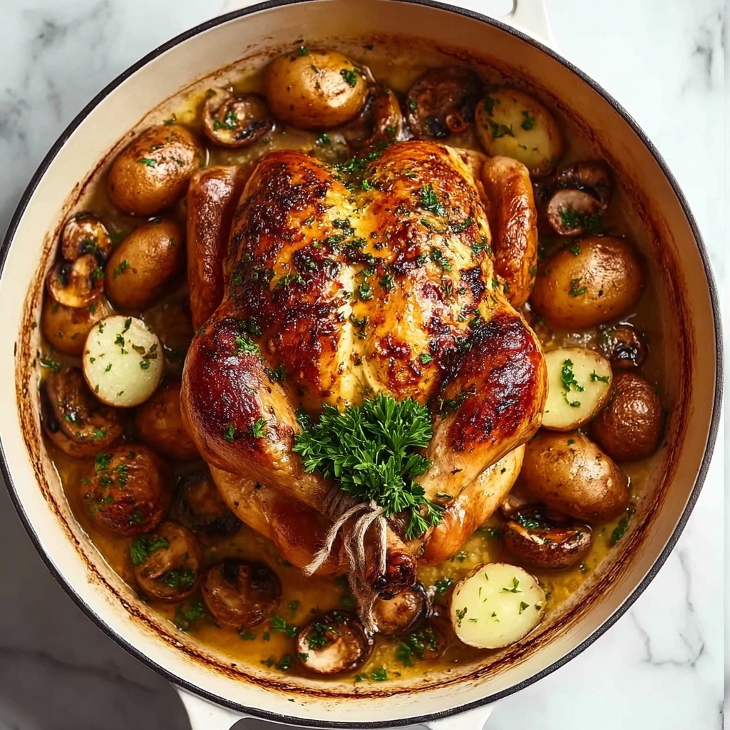 Creamy Lemon and Herb Pot Roasted Chicken Recipe - Recipe Image