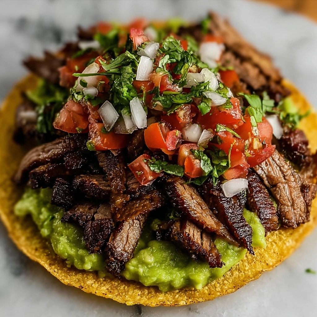 Mexican Tostadas de Beef Carne Asada Recipe - Recipe Image