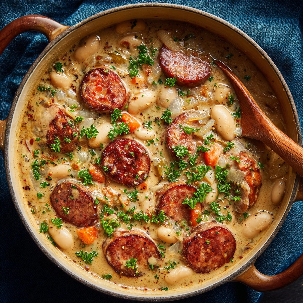 Creamy Bean Soup with Kielbasa Recipe - Recipe Image