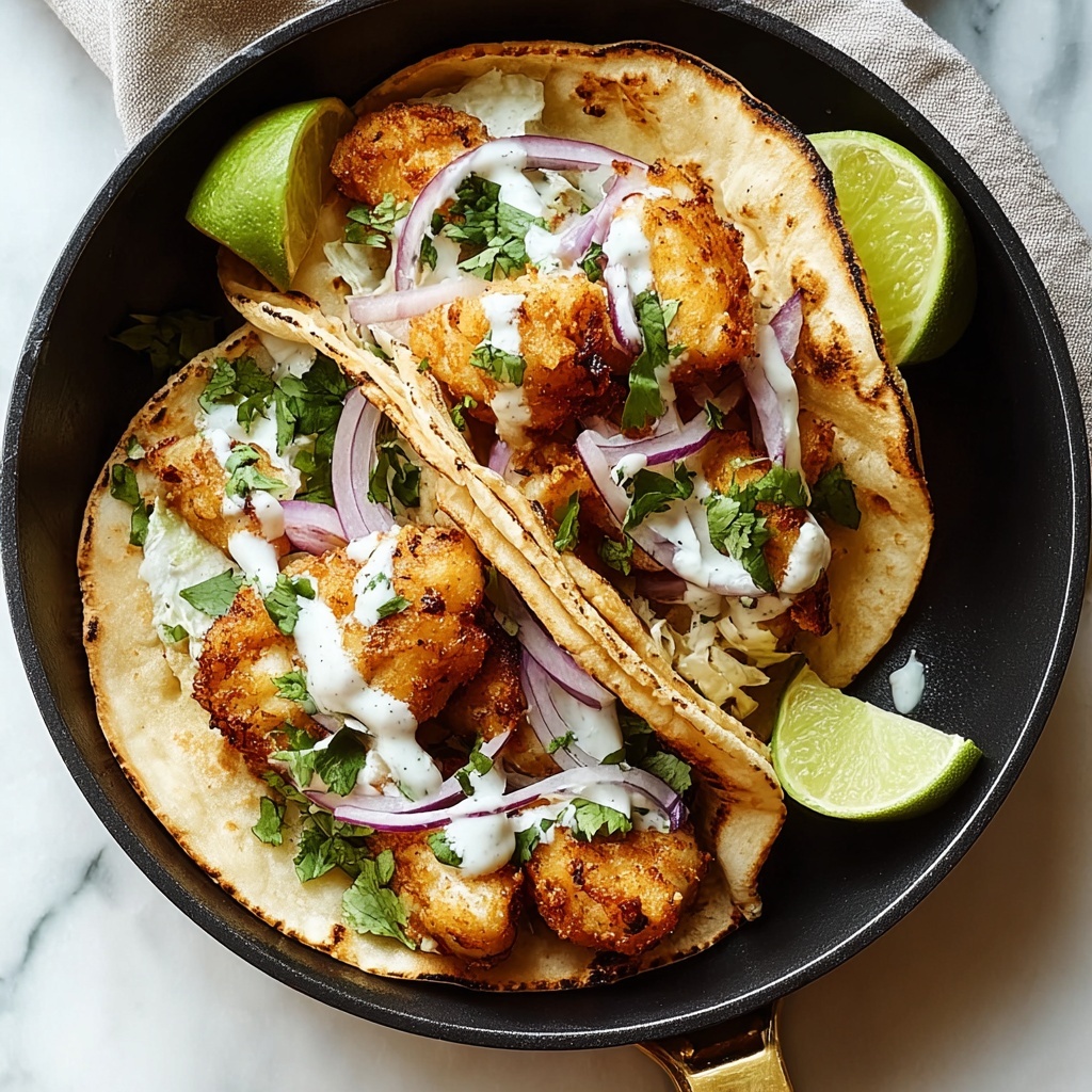 Baja Fish Tacos with Crispy Fish, Cabbage, and Cilantro Lime Sauce Recipe - Recipe Image