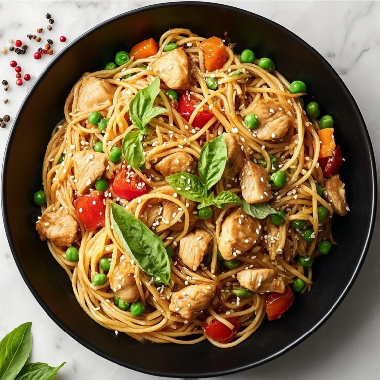 Chicken Lo Mein with Vegetables and Savory Sauce Recipe
