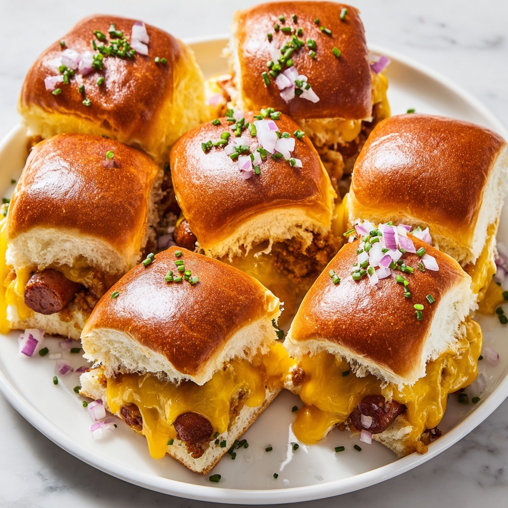 Chili Cheese Dog Sliders: Easy Cheesy Party Favorite Recipe - Recipe Image
