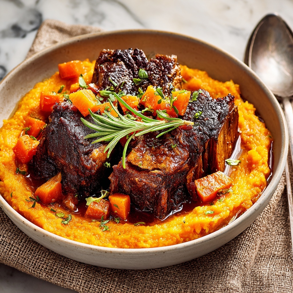 Apple Cider Braised Short Ribs with Rosemary Mashed Sweet Potatoes Recipe - Recipe Image