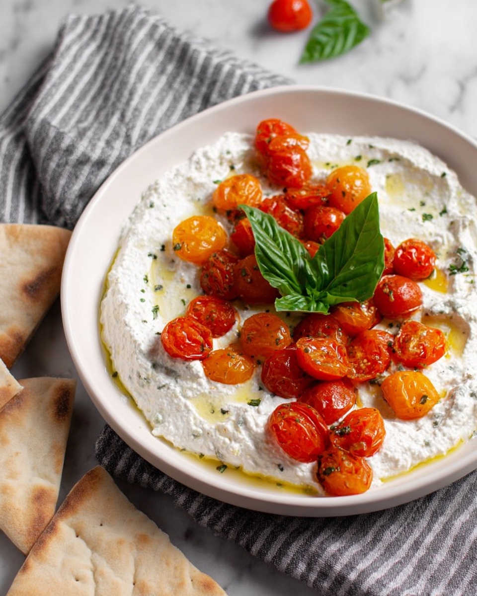 Garlic Greek Yogurt Dip with Roasted Little Tomatoes Recipe - Recipe Image