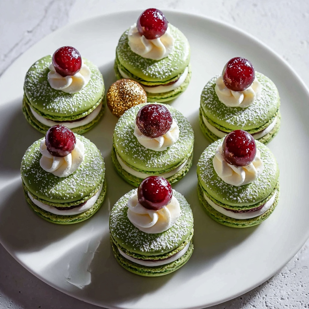 Christmas Tree Macarons with Festive Decorations Recipe - Recipe Image
