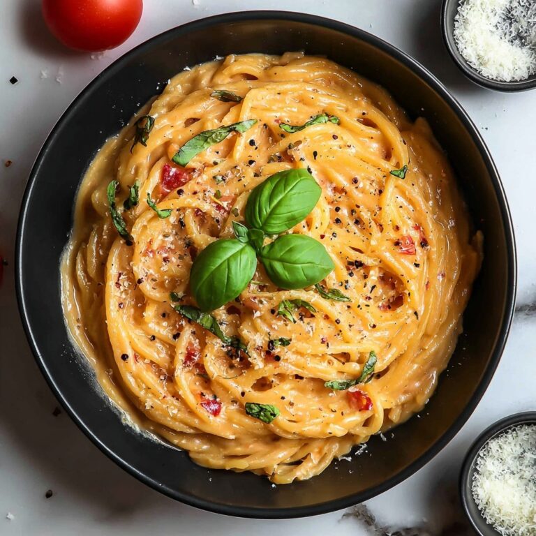 High Protein Creamy Roasted Red Pepper Pasta Recipe