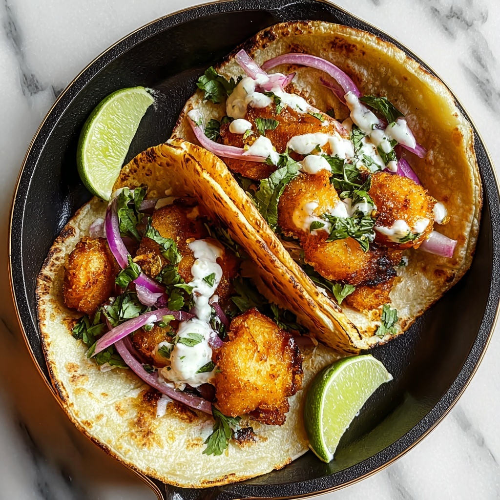 Baja Fish Tacos with Crispy Fish, Cabbage, and Cilantro Lime Sauce Recipe - Recipe Image