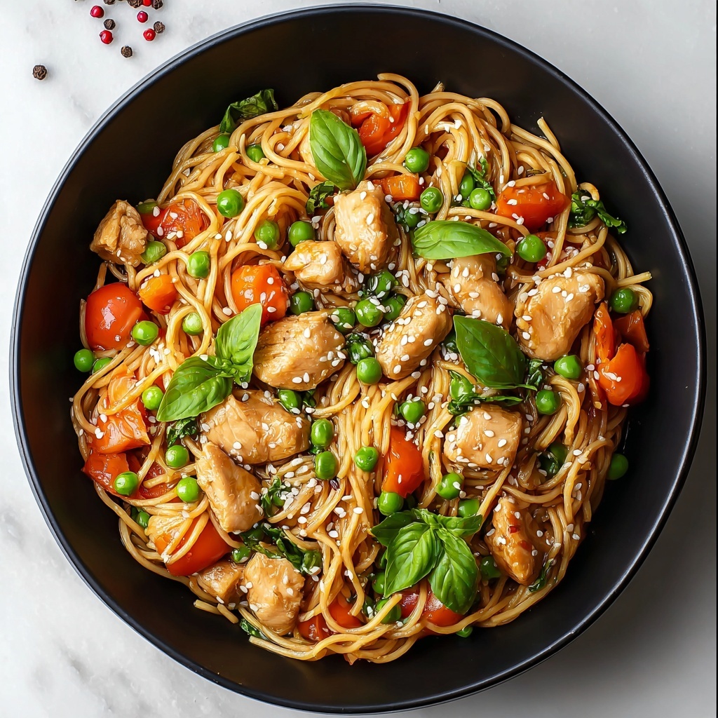 Chicken Lo Mein with Vegetables and Savory Sauce Recipe - Recipe Image