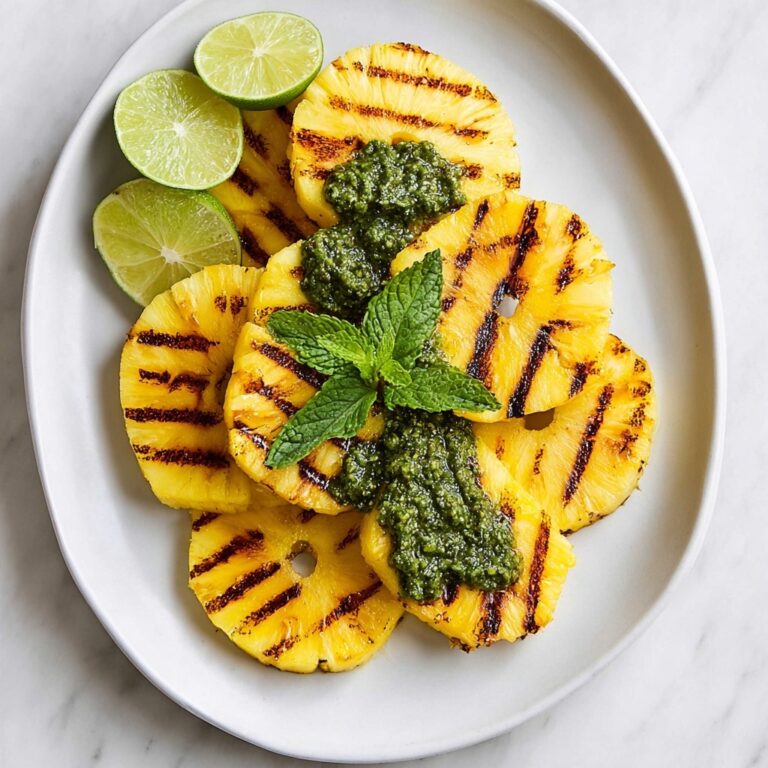 Grilled Pineapple with Fresh Mint Lime Sauce Recipe