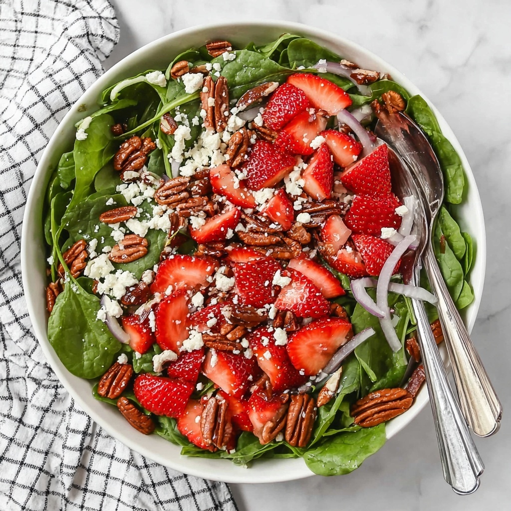 Strawberry Spinach Salad with Feta, Mint, and Toasted Pecans Recipe - Recipe Image