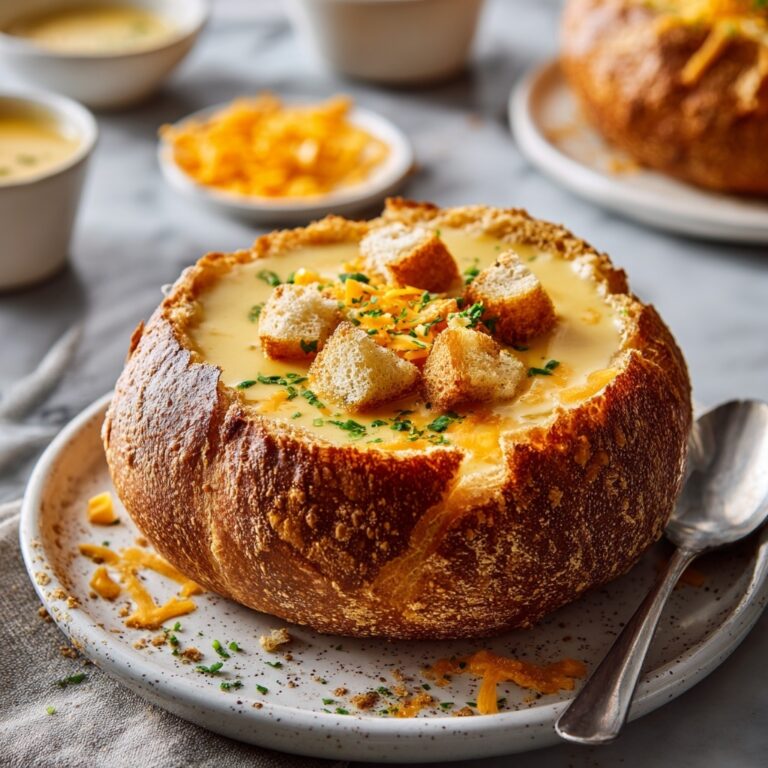 Cheddar & Cauliflower Soup in Mini Bread Bowls Recipe