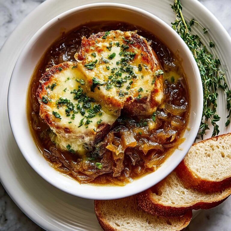 Slow Cooker French Onion Soup with Gruyère and Toasted Baguette Recipe