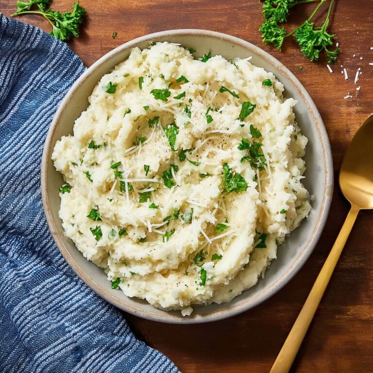 Garlic Parmesan Mashed Cauliflower Recipe