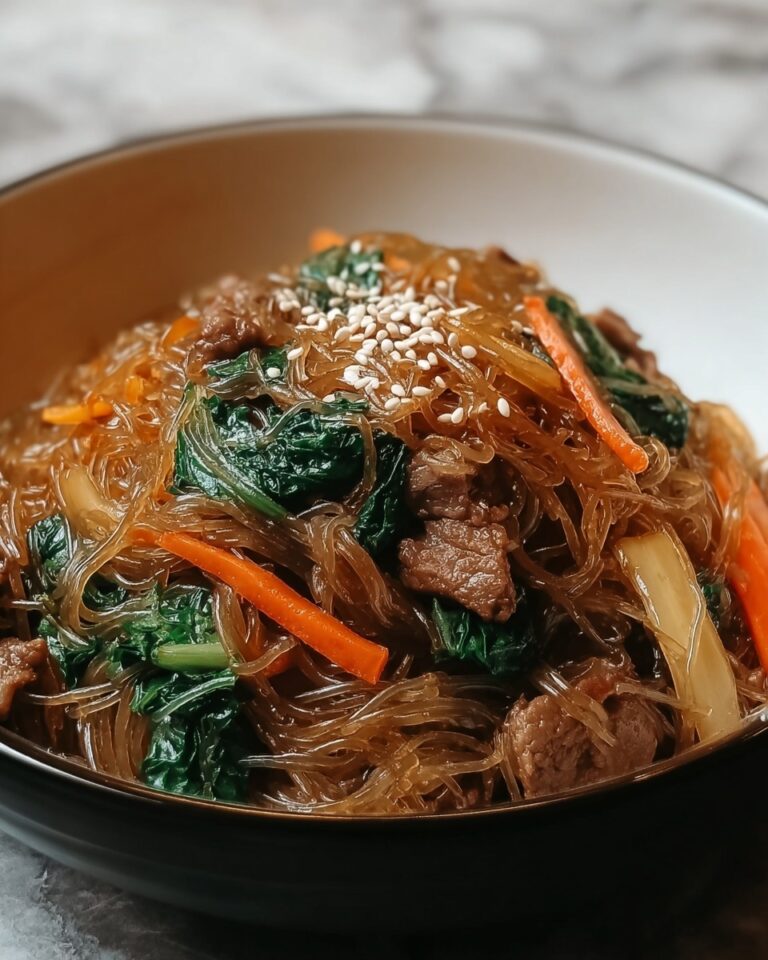 Easy Korean Japchae Noodles with Beef and Vegetables Recipe