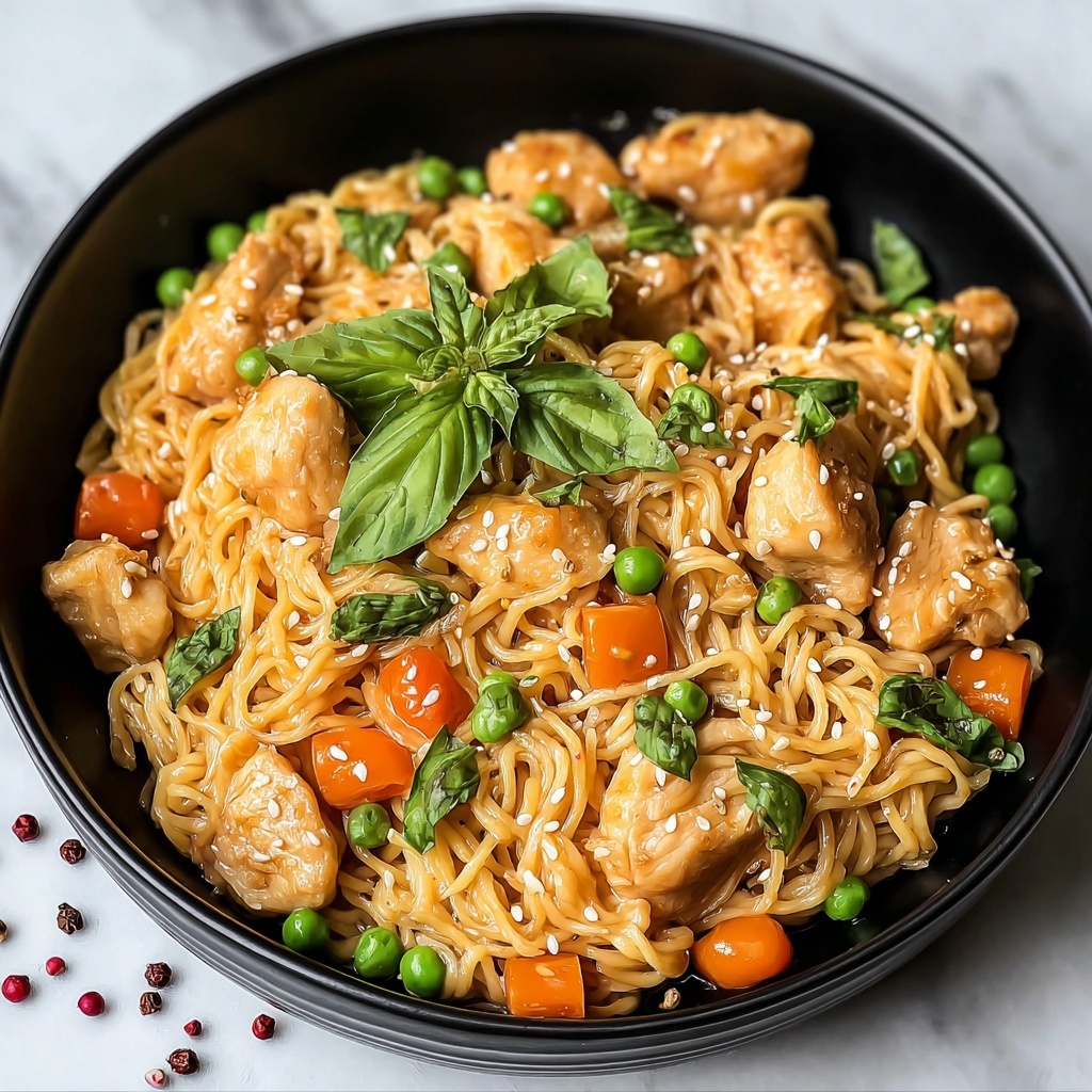 Chicken Lo Mein with Vegetables and Savory Sauce Recipe - Recipe Image