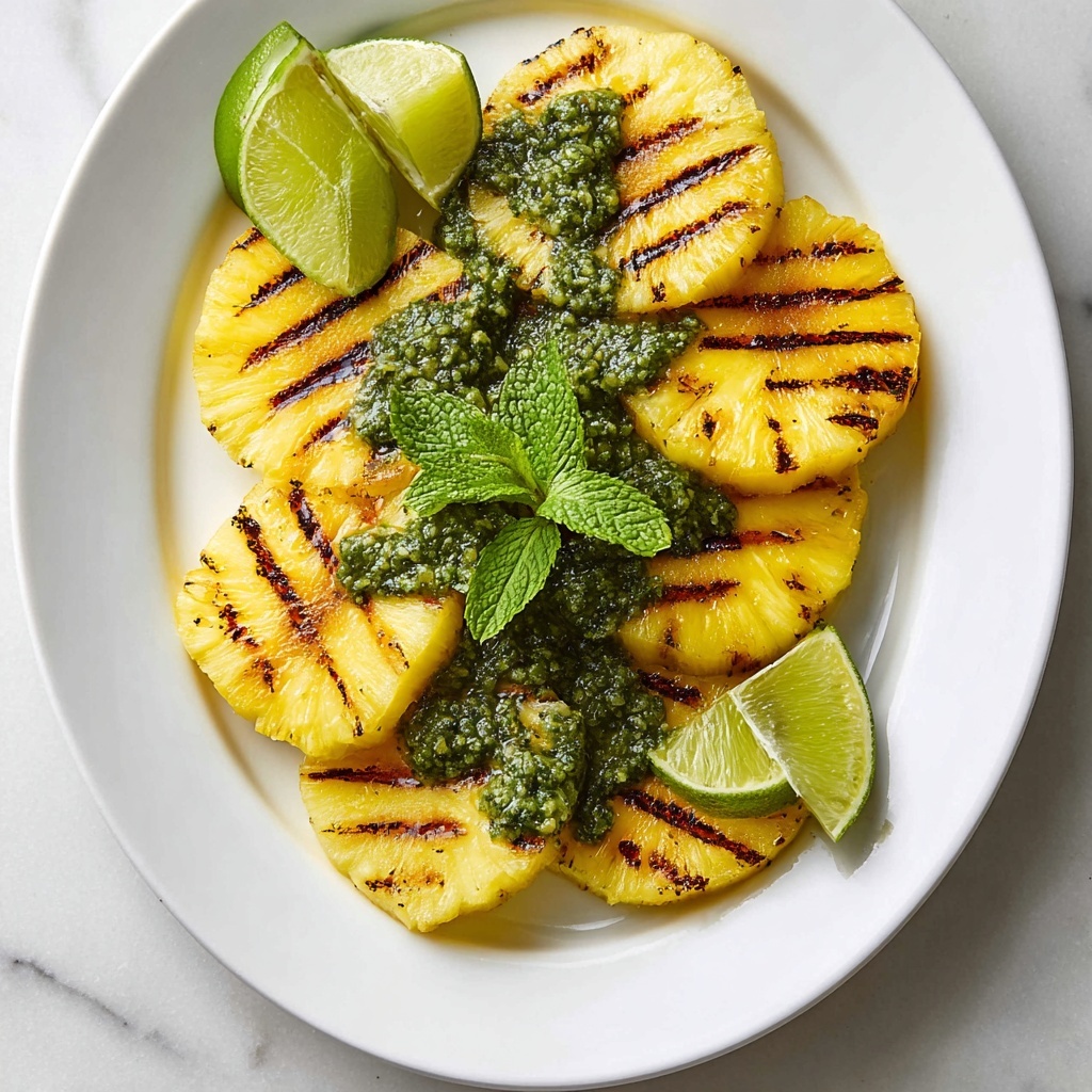 Grilled Pineapple with Fresh Mint Lime Sauce Recipe - Recipe Image