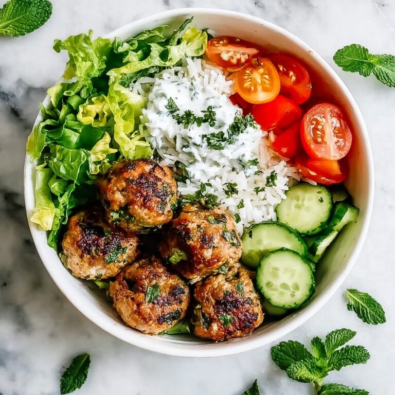 Greek Chicken Meatballs with Tzatziki and Fresh Mediterranean Veggies Recipe