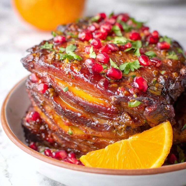 Festive Orange Glazed Holiday Ham with Pomegranate Seeds Recipe