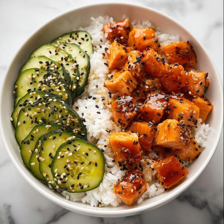 Teriyaki Salmon Bites with Avocado and Cucumber Salad Recipe