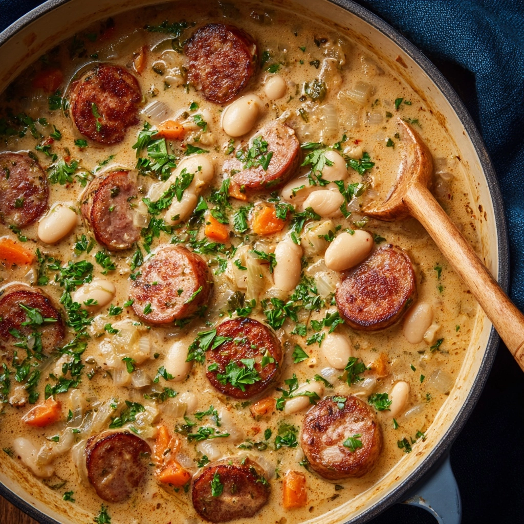 Creamy Bean Soup with Kielbasa Recipe - Recipe Image