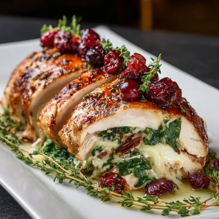 Cranberry & Spinach Stuffed Chicken Breasts with Brie Recipe
