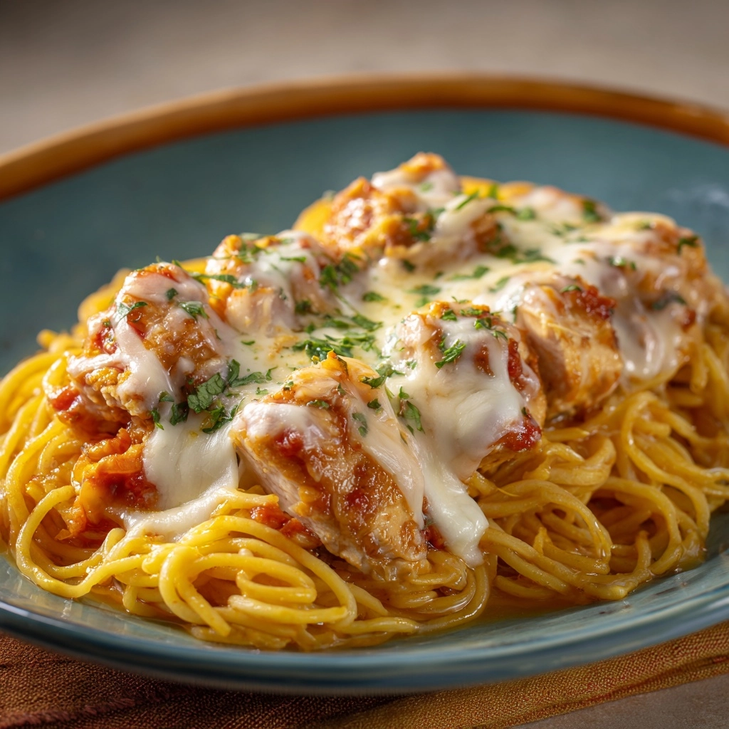 One-Pot Chicken Parmesan Pasta Recipe - Recipe Image