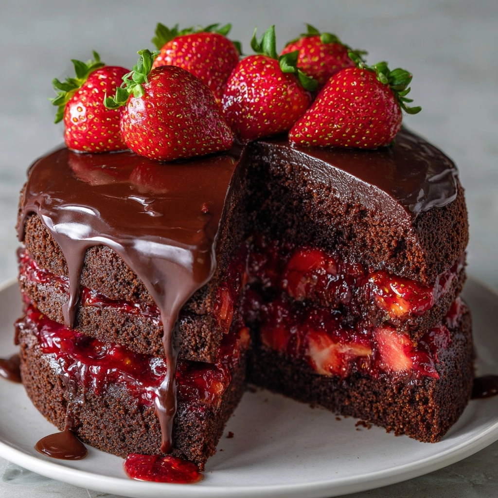Chocolate Cake with Strawberry Filling Recipe - Recipe Image