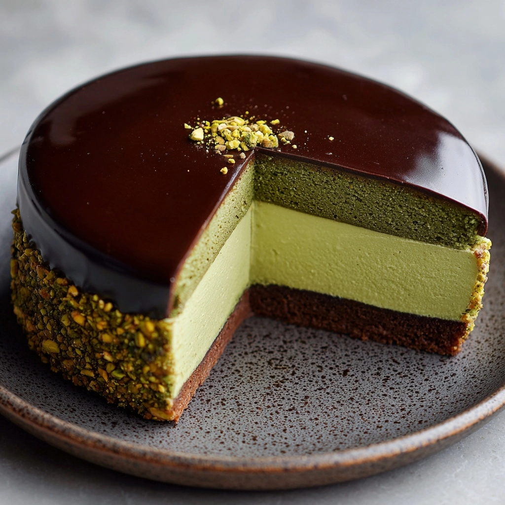 Flourless Pistachio Cake with Chocolate Ganache Recipe - Recipe Image