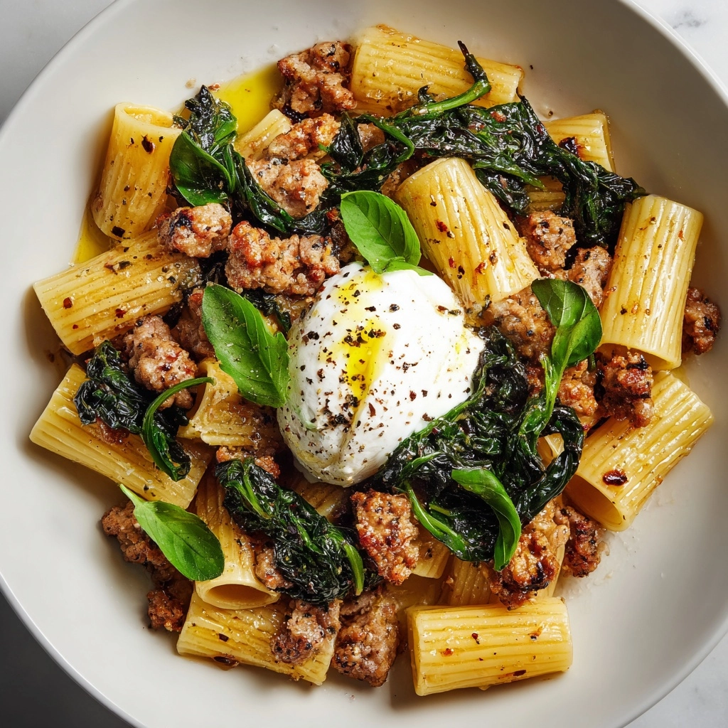 One-Pot Lemony Pasta with Sausage, Broccoli Rabe, and Burrata Recipe - Recipe Image