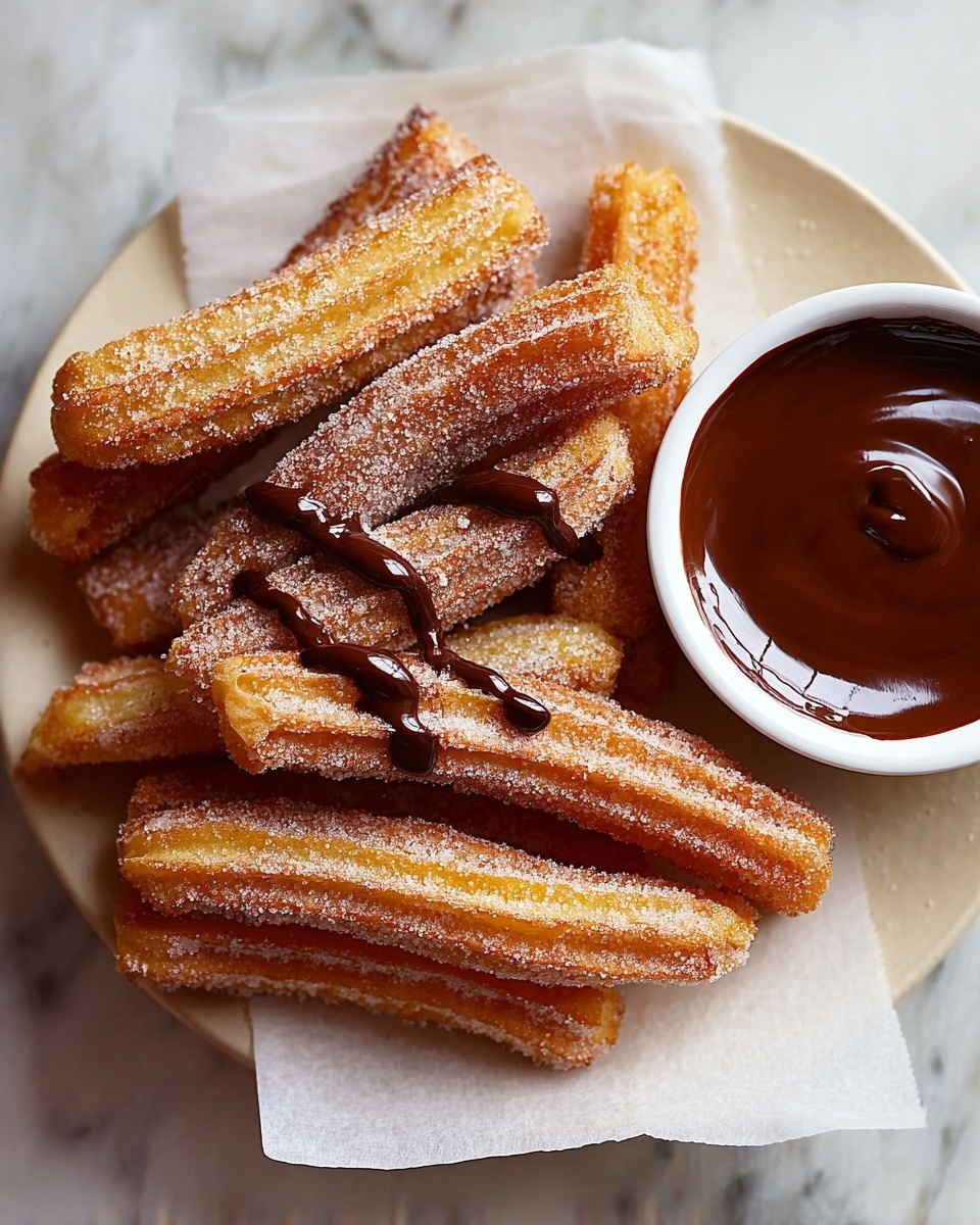 Easy Homemade Churros with Chocolate Sauce Recipe - Recipe Image