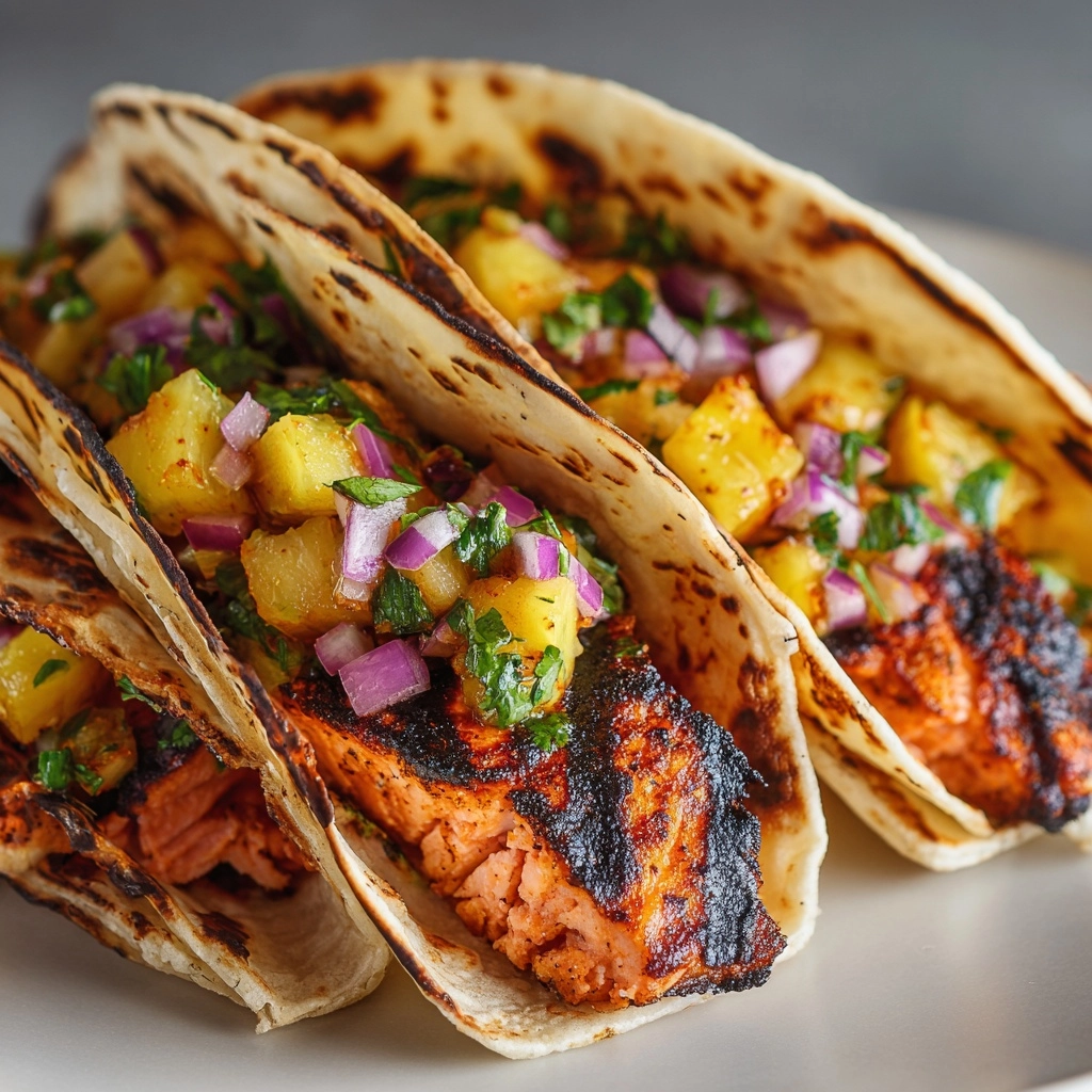 Chipotle Honey Salmon Tacos with Pineapple Salsa Recipe - Recipe Image