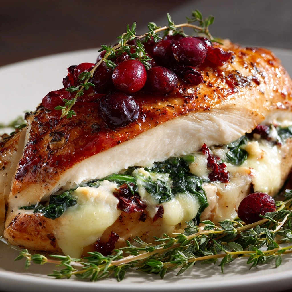 Cranberry & Spinach Stuffed Chicken Breasts with Brie Recipe - Recipe Image