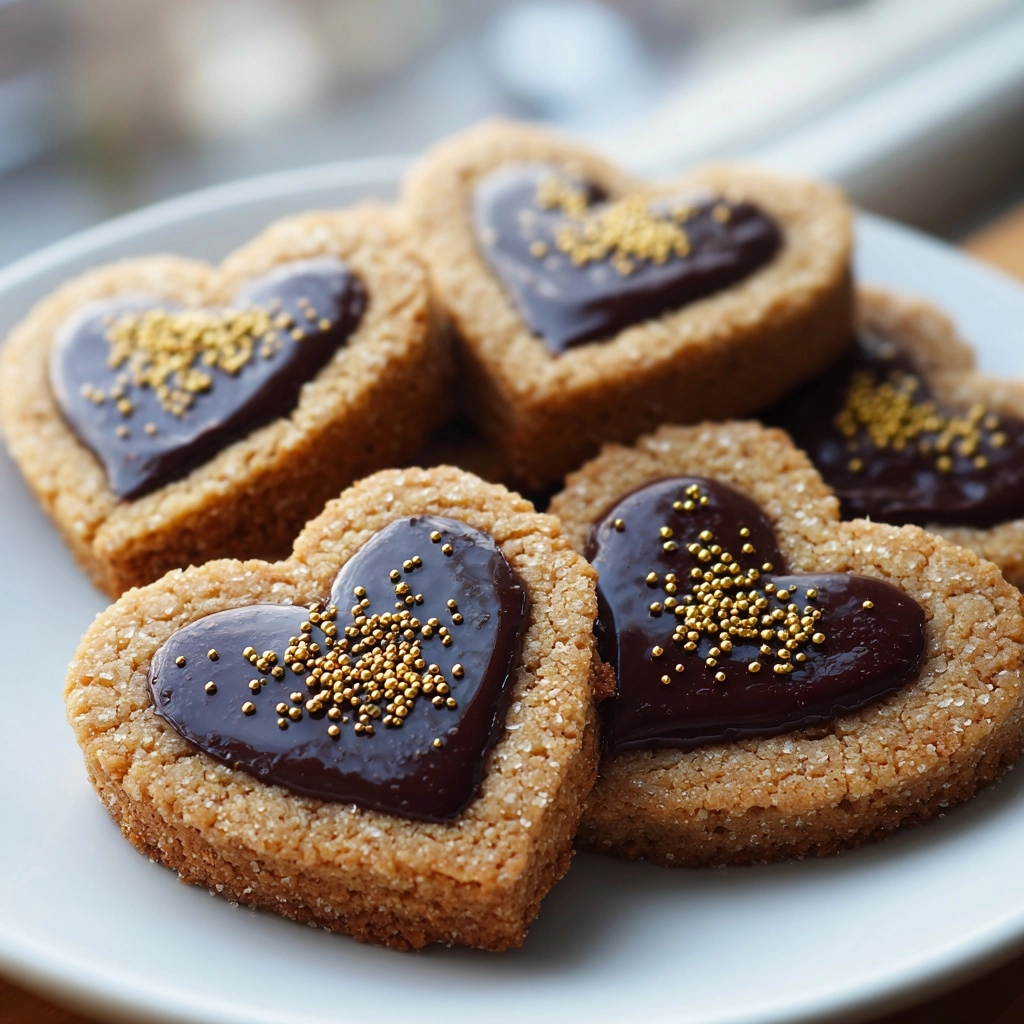 Heart Shaped Chocolate Thumbprint Cookies Recipe - Recipe Image