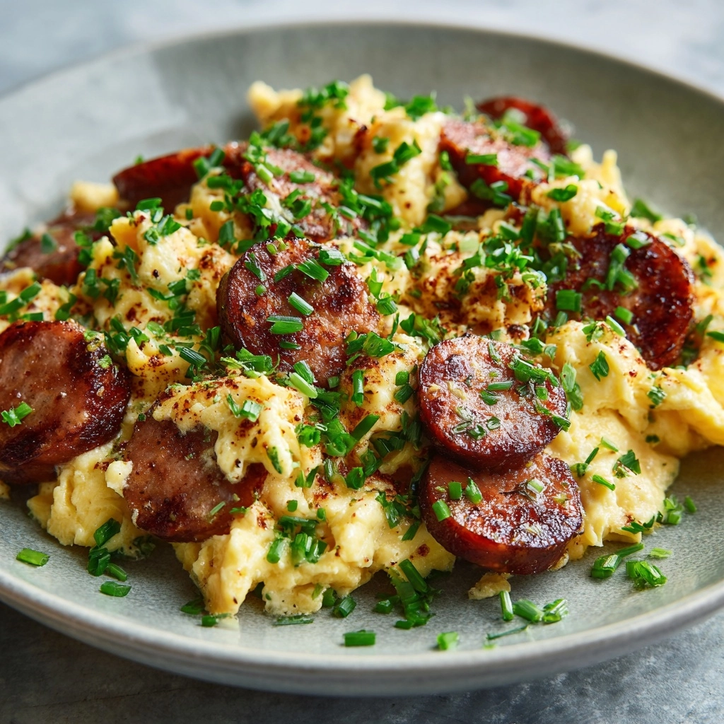 Scrambled Eggs with Polish Kielbasa Recipe - Recipe Image