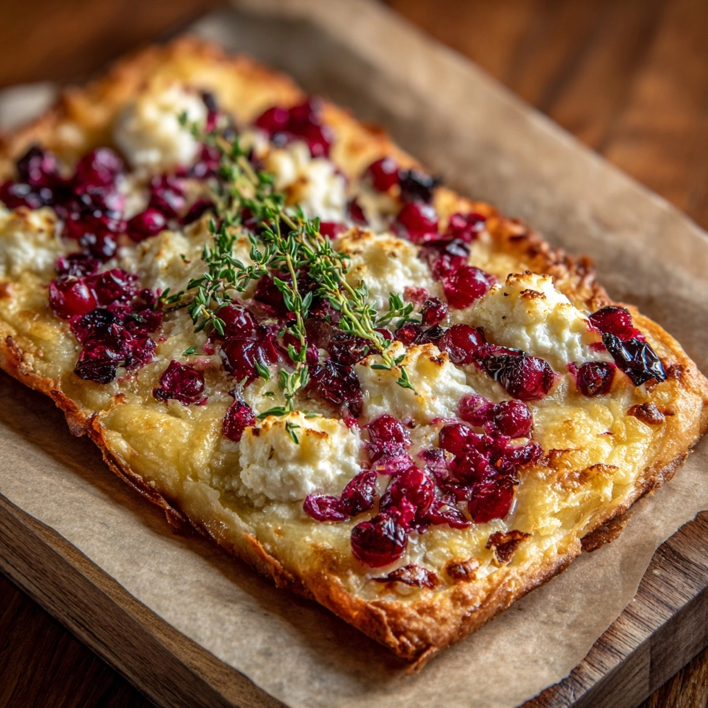 Rustic Cranberry & Balsamic Glazed Flatbread with Fresh Herbs Recipe - Recipe Image