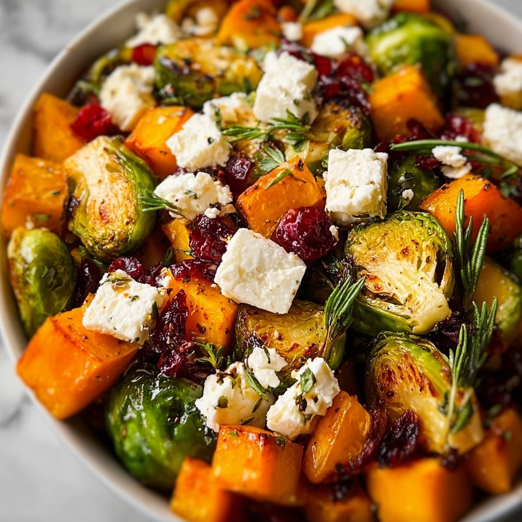 Cranberry-Glazed Roasted Butternut Squash, Brussels Sprouts, and Sweet Potato Salad Recipe - Recipe Image