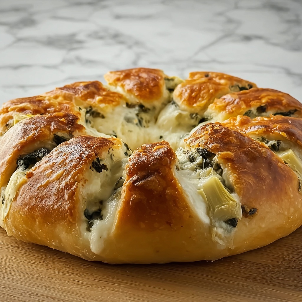 Spinach Artichoke Dip Bread Ring: A Cheesy Delight Recipe - Recipe Image