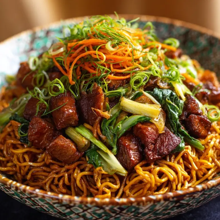 Lo Mein Noodles with Fresh Vegetables and Savory Sauces Recipe