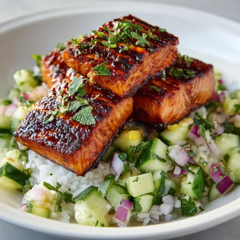 Bang Bang Salmon with Avocado Cucumber Salsa Recipe
