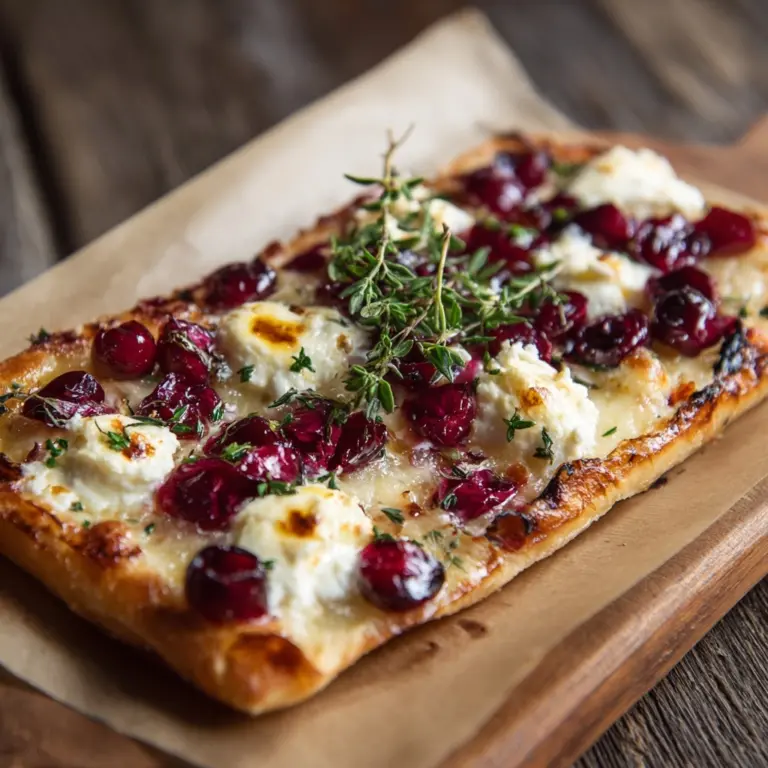 Rustic Cranberry & Balsamic Glazed Flatbread with Fresh Herbs Recipe