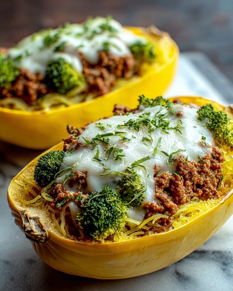 Stuffed Spaghetti Squash with Broccoli and Ground Beef Recipe