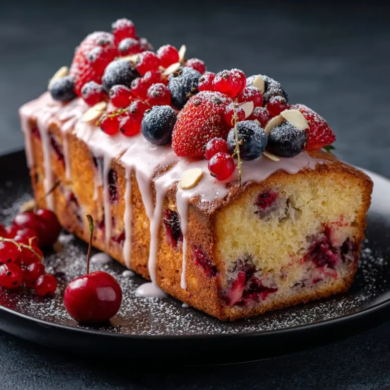 Bakewell Loaf Cake with Raspberry Jam and Almond Topping Recipe