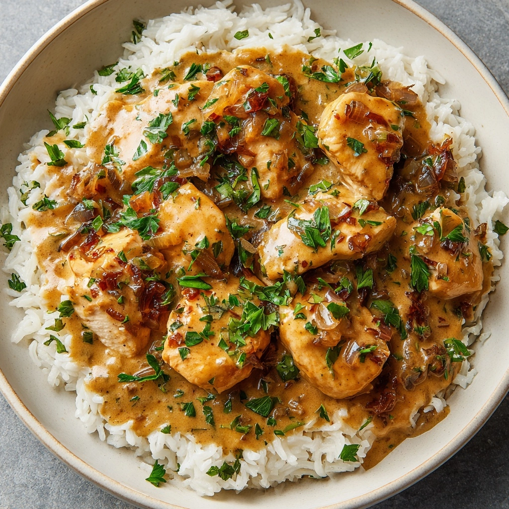 Smothered Chicken and Rice Recipe - Recipe Image