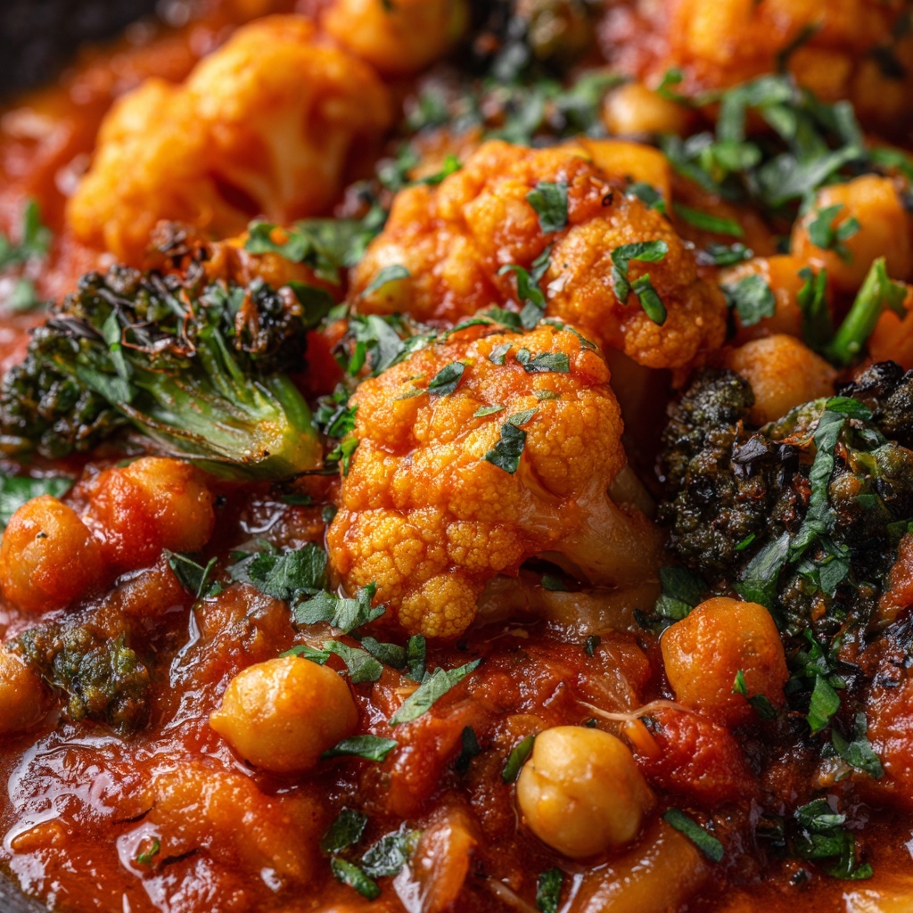 Creamy Tomato Chickpea and Cauliflower Masala Recipe - Recipe Image
