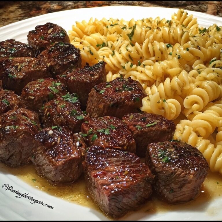Garlic Butter Steak Bites with Spicy Cajun Alfredo Twisted Pasta Recipe