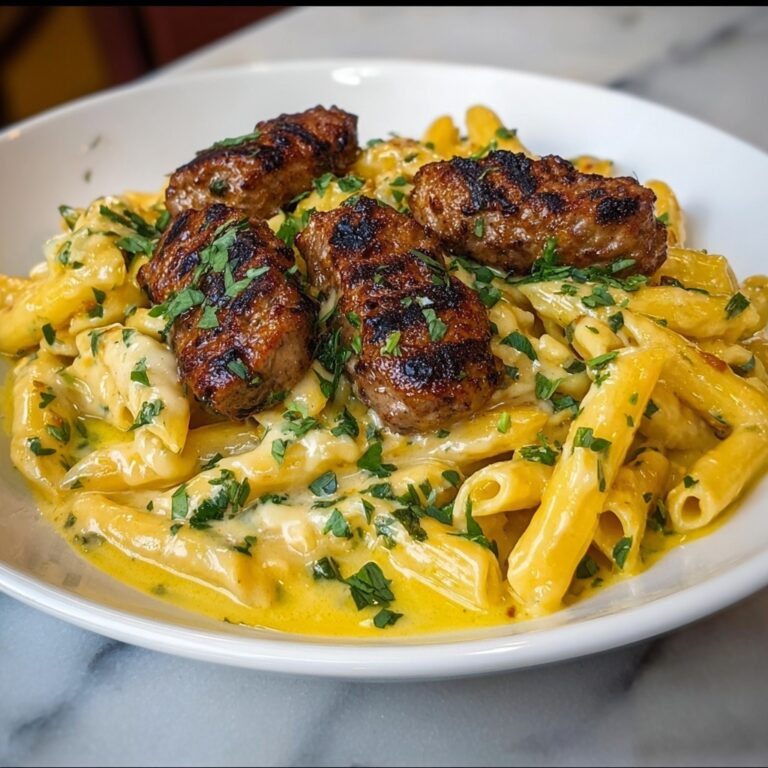 Cheesy Penne and Cajun Chicken in Garlic Parmesan Cream Recipe