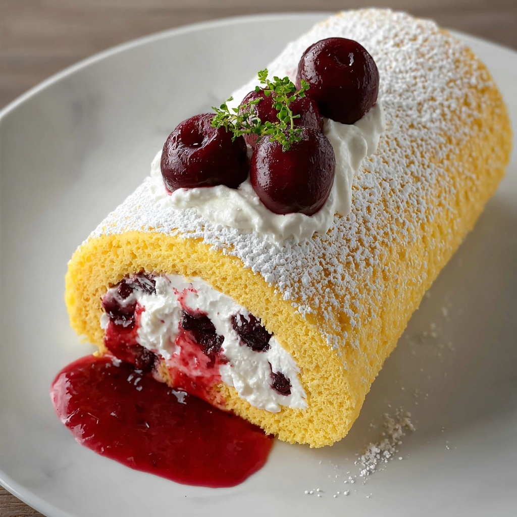Cherry Cheesecake Cake Roll Recipe - Recipe Image