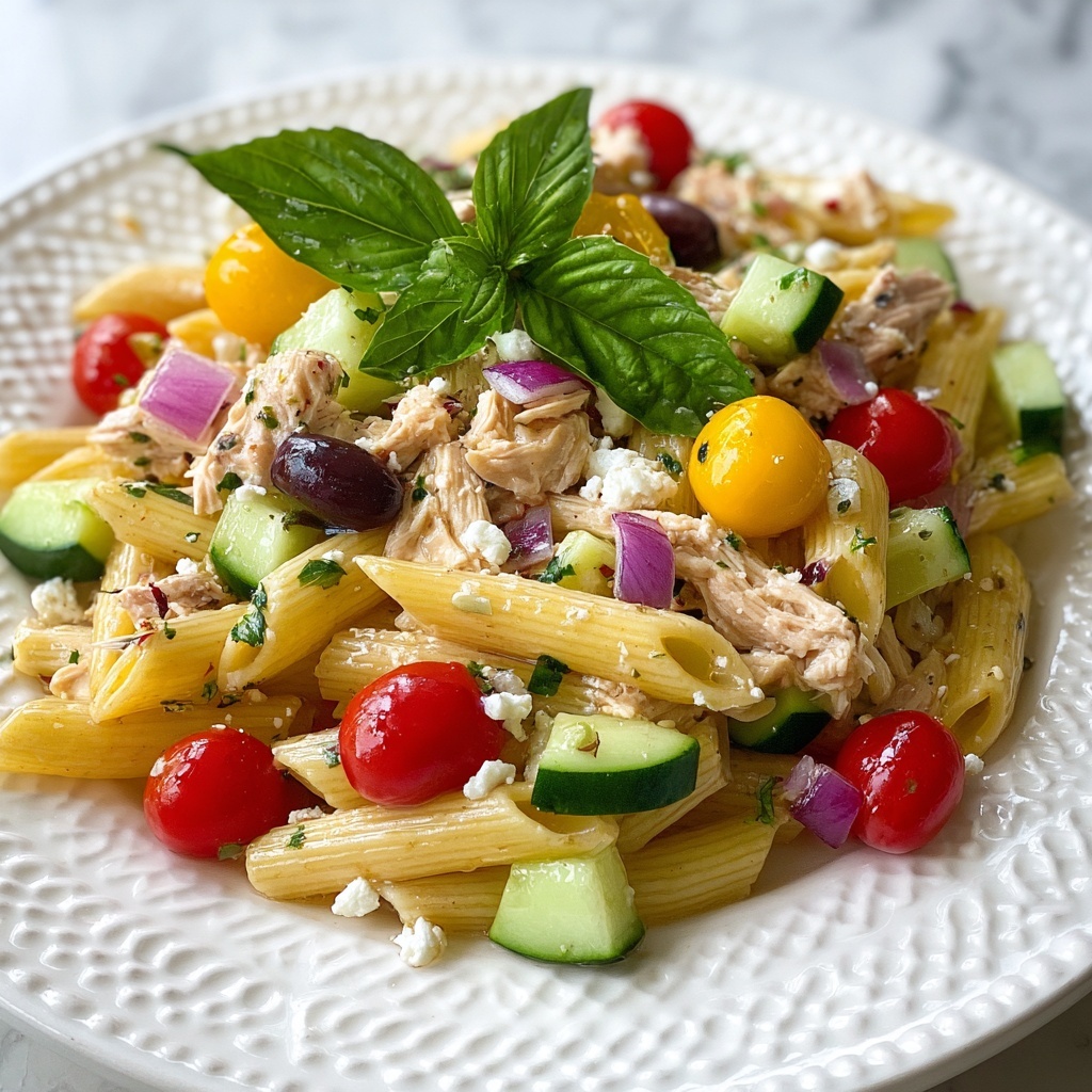 Chicken Pasta Salad with Vegetables and Feta Recipe - Recipe Image