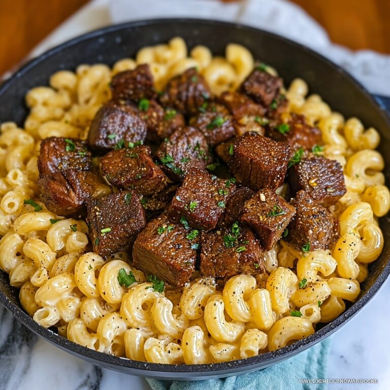 Juicy Cajun Steak Bites with Cheesy Garlic Shell Pasta Skillet Recipe