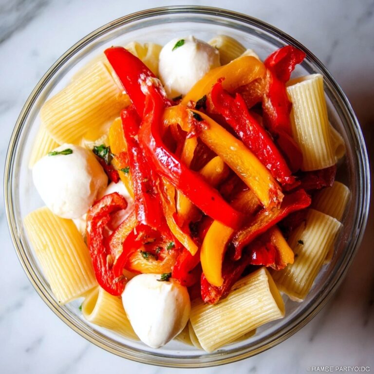 Roasted Pepper Pasta Salad with Basil, Bocconcini, and Toasted Almonds Recipe